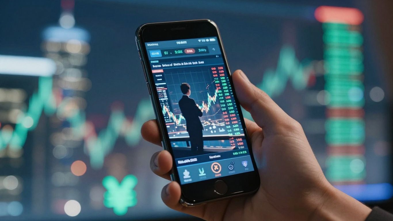 Forex trading on a smartphone screen.