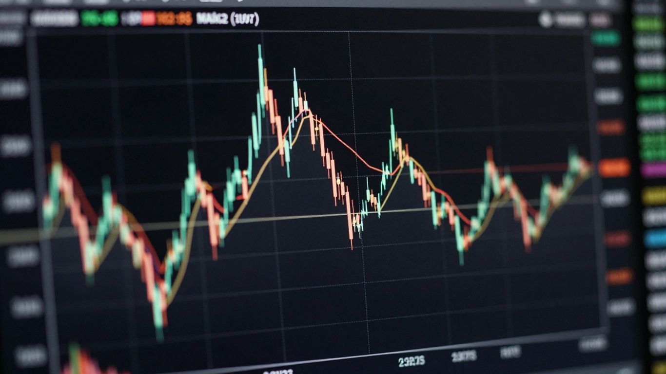 Trading chart with session indicator lines