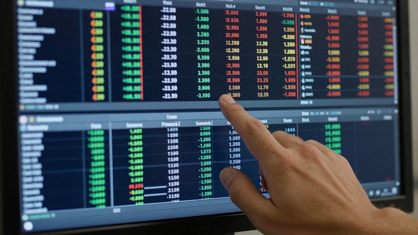 Interactive Brokers trading platform interface on a monitor.