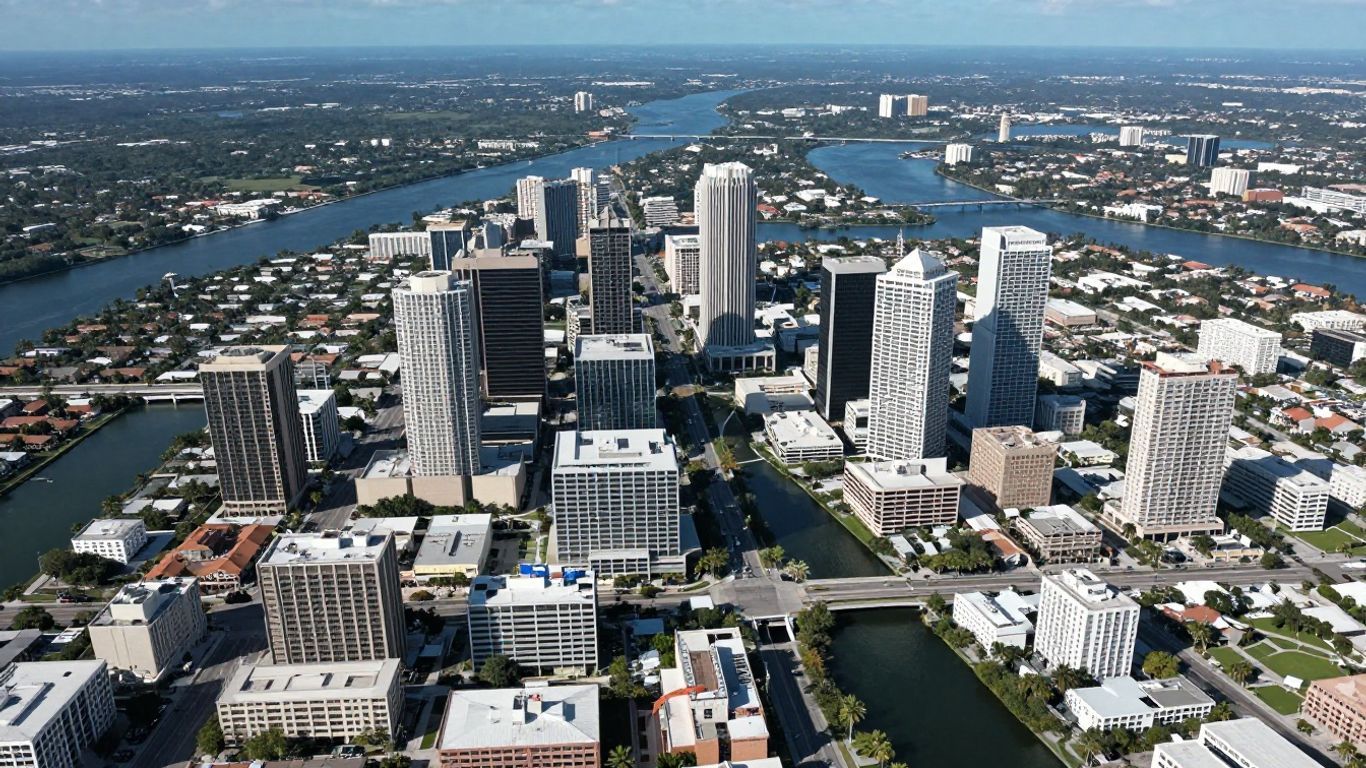 Aerial view of Florida cities and urban landscapes.