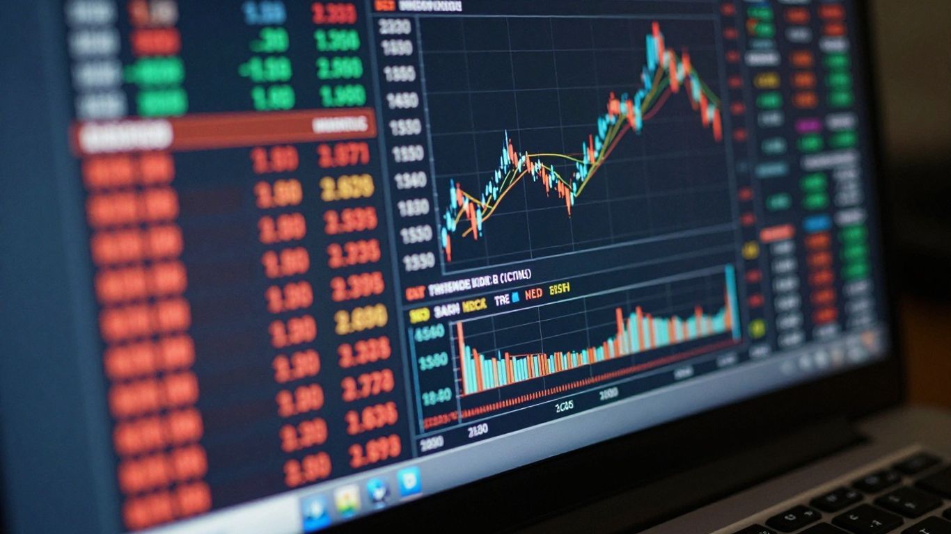 Live currency chart on a computer screen.
