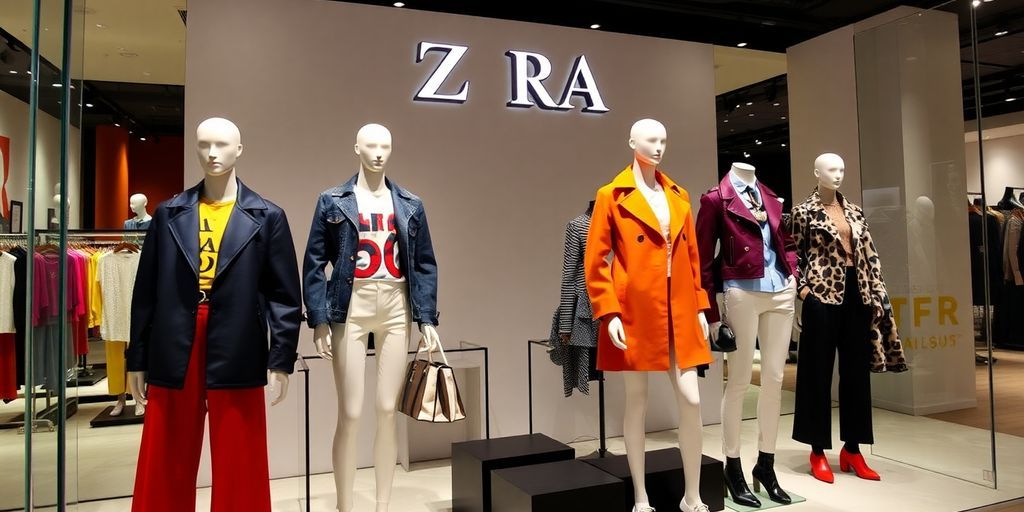 Trendy apparel from Zara's TRF collection in store.