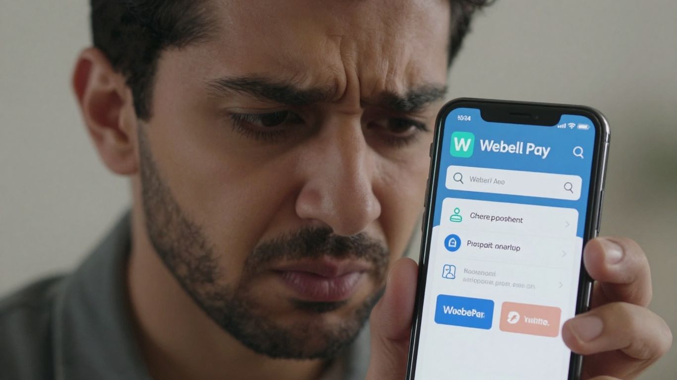 Webull Pay login troubleshooting on a smartphone.