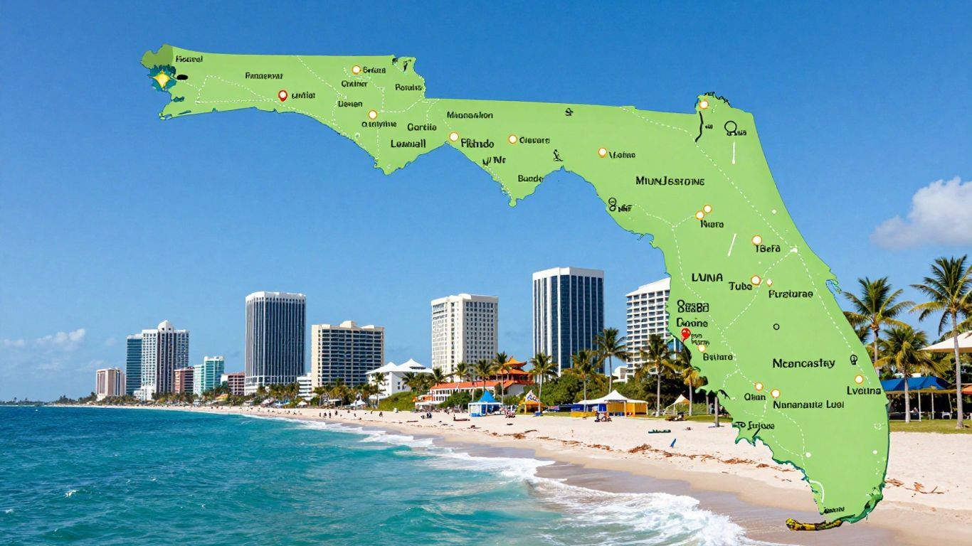 Interactive map of Florida cities and attractions.