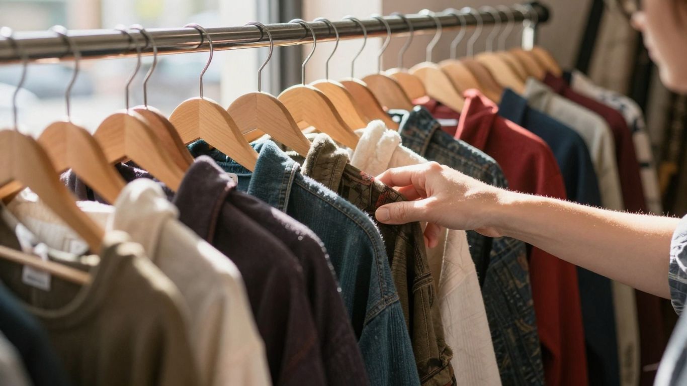 Sustainable fashion items on display at Crossroads Trading Company.