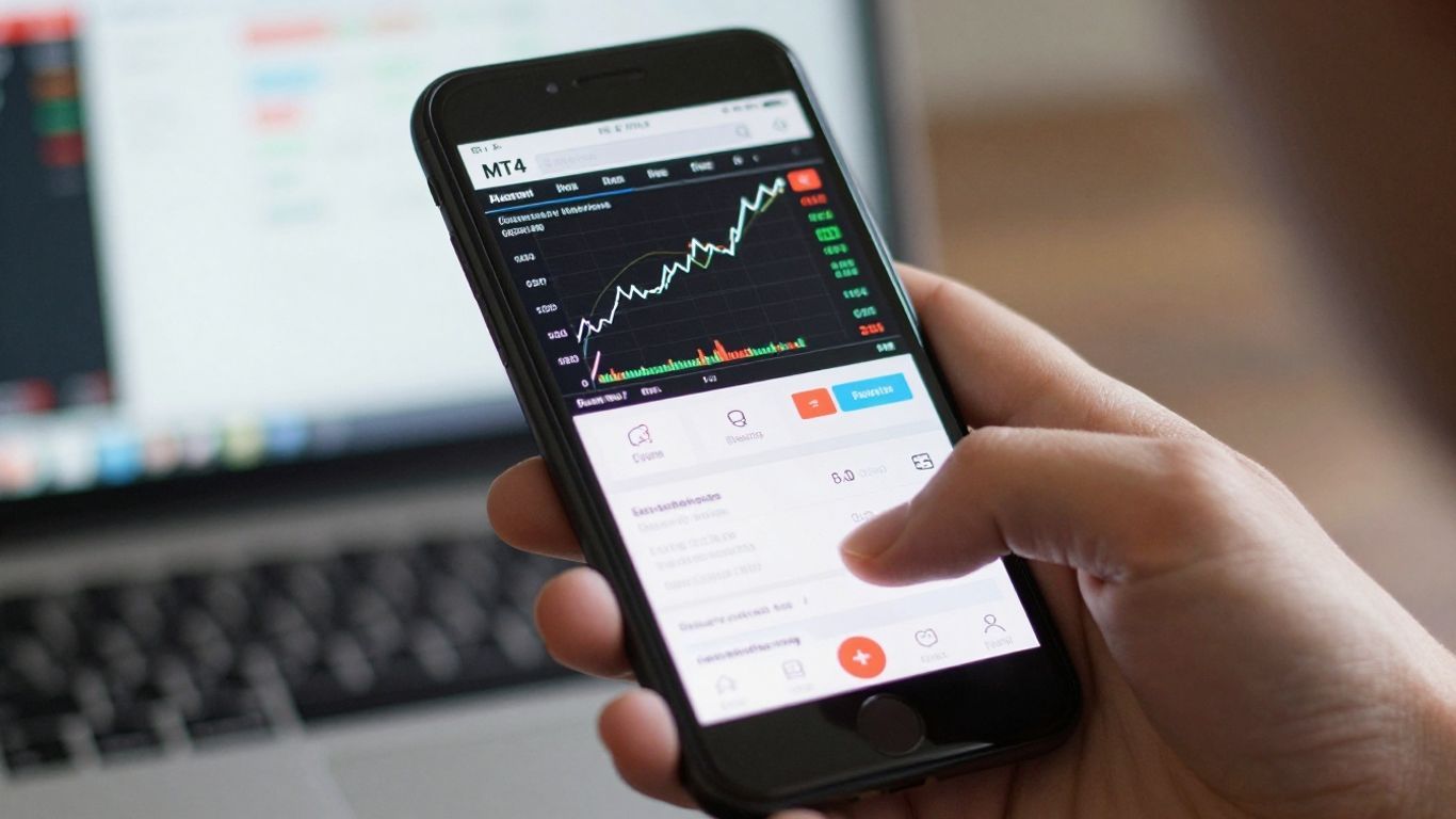 MT4 stock trading interface on a smartphone screen.
