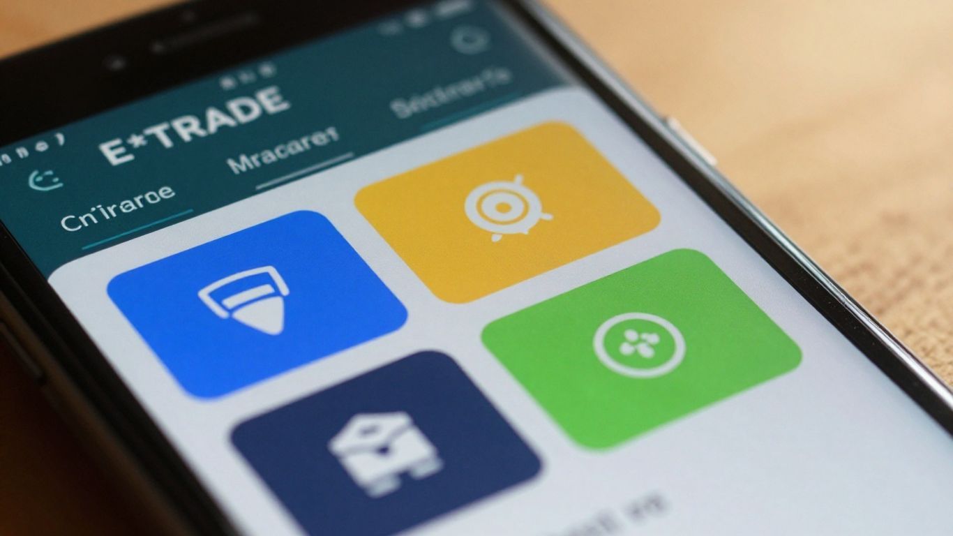 E*TRADE app interface on a smartphone screen.