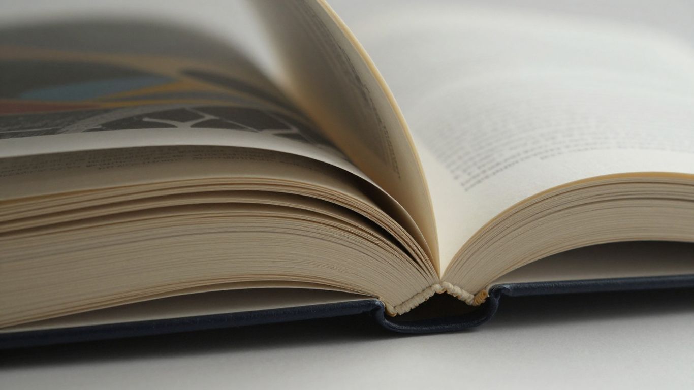 Open book with textured pages and soft lighting.