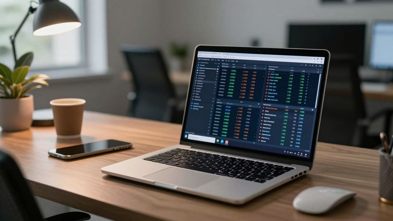 Charles Schwab trading platform interface on a laptop.