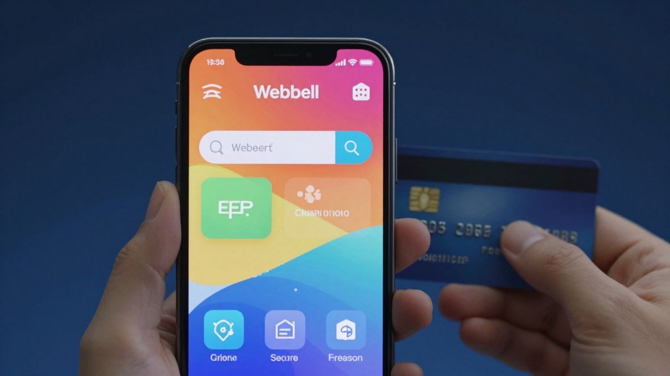 Webull app on a phone with a credit card.