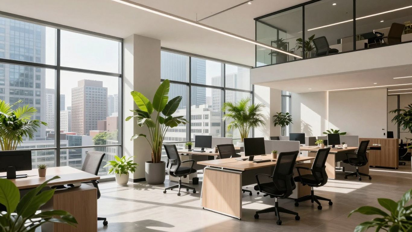 Interactive Brokers Ireland office interior with city view.