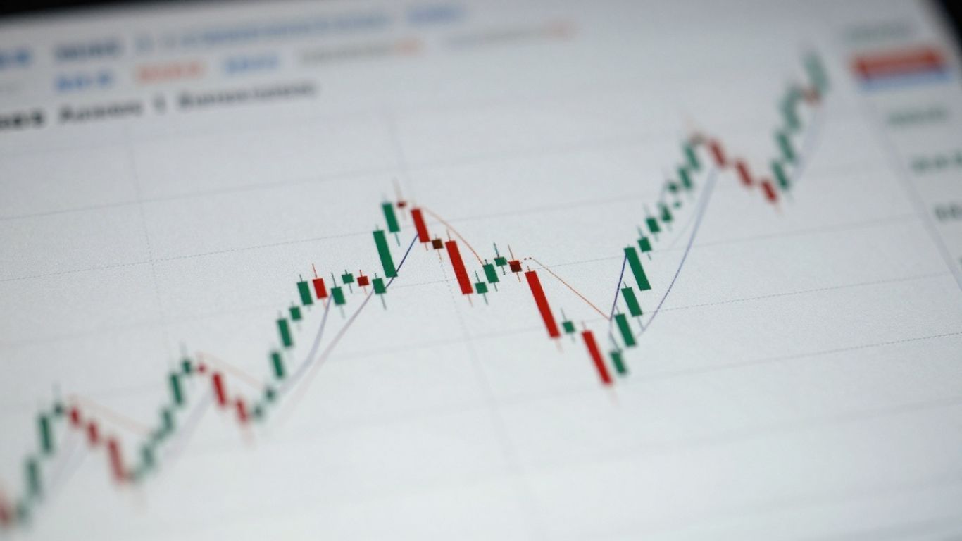 Trading chart patterns with dynamic lines and shapes.