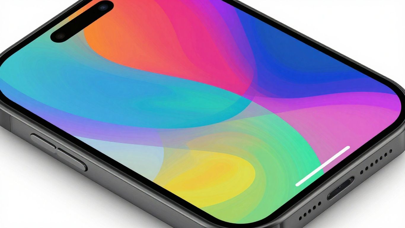 Smartphone screen with abstract colorful patterns.