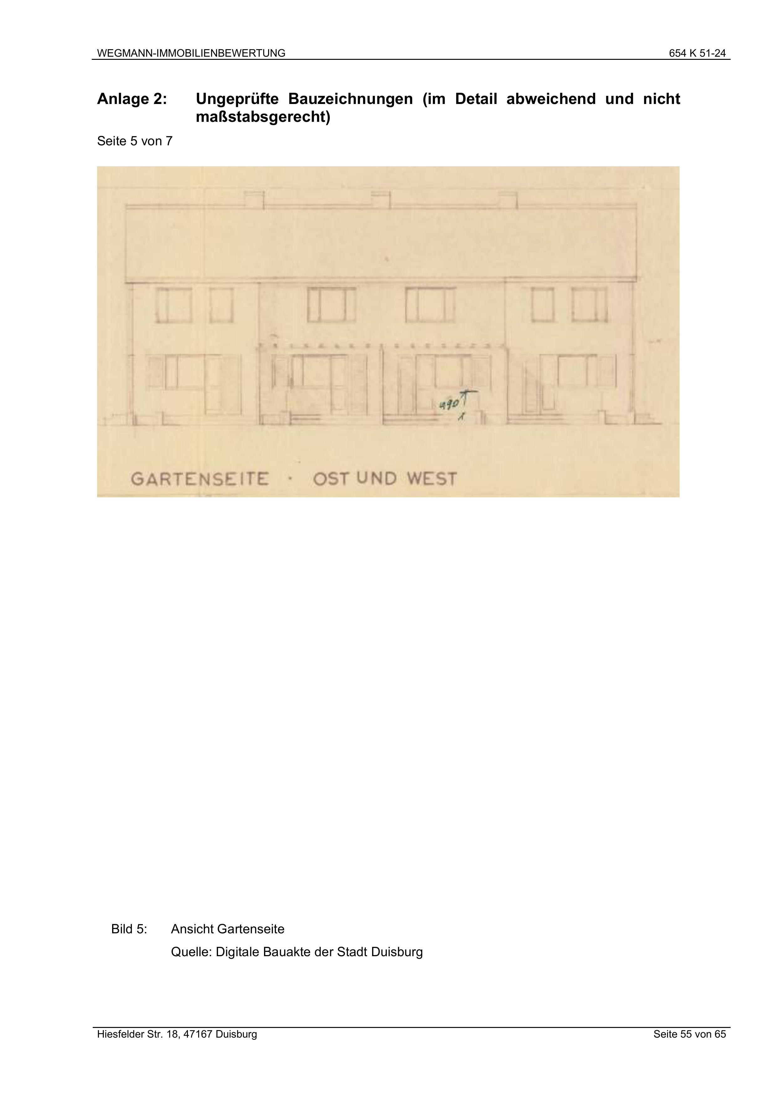 Ansichtszeichnung — Reihenhaus Hiesfelder Straße 18, Duisburg