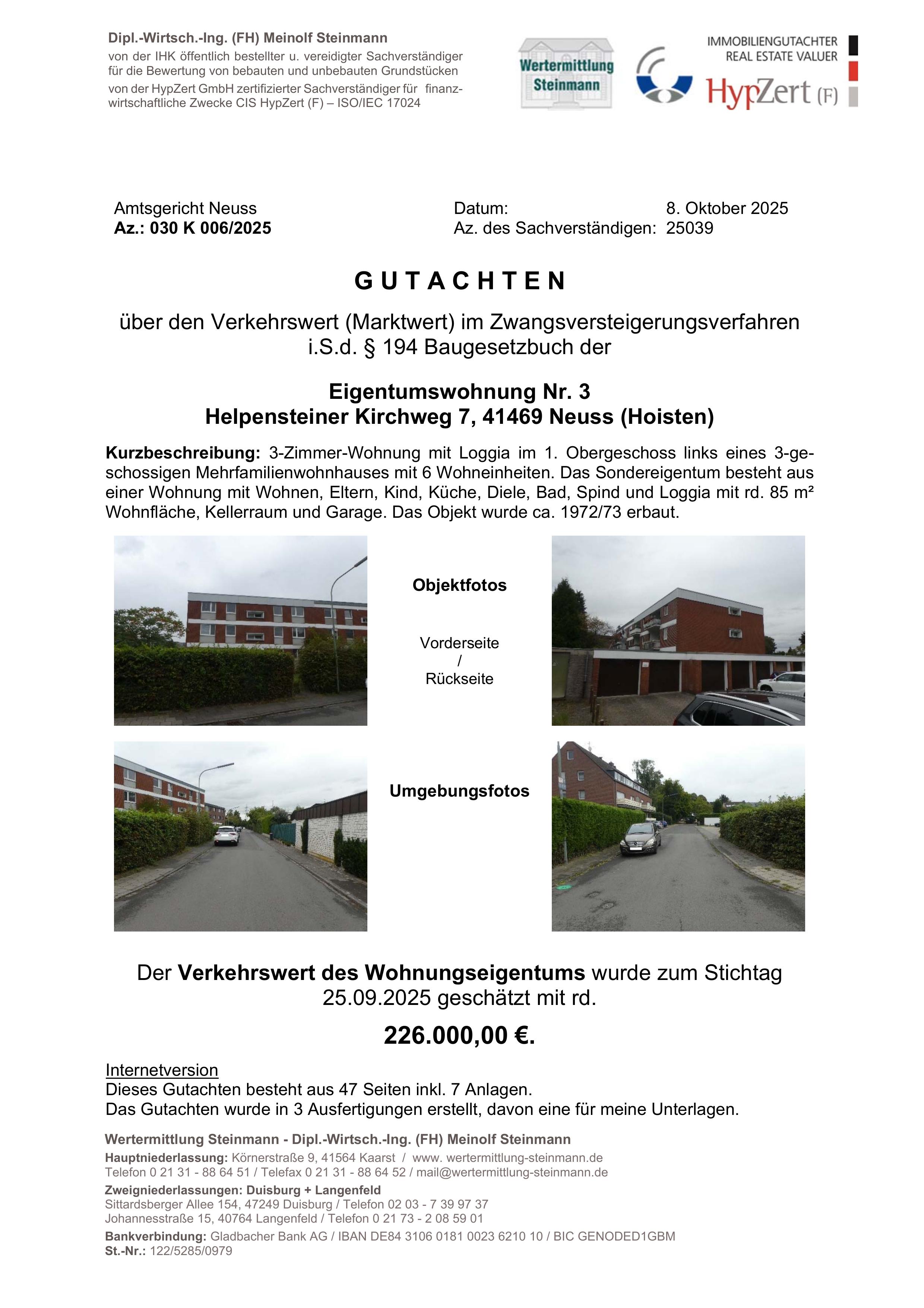 Außenansicht vorne — Eigentumswohnung in Neuss, Helpensteiner Kirchweg 7
