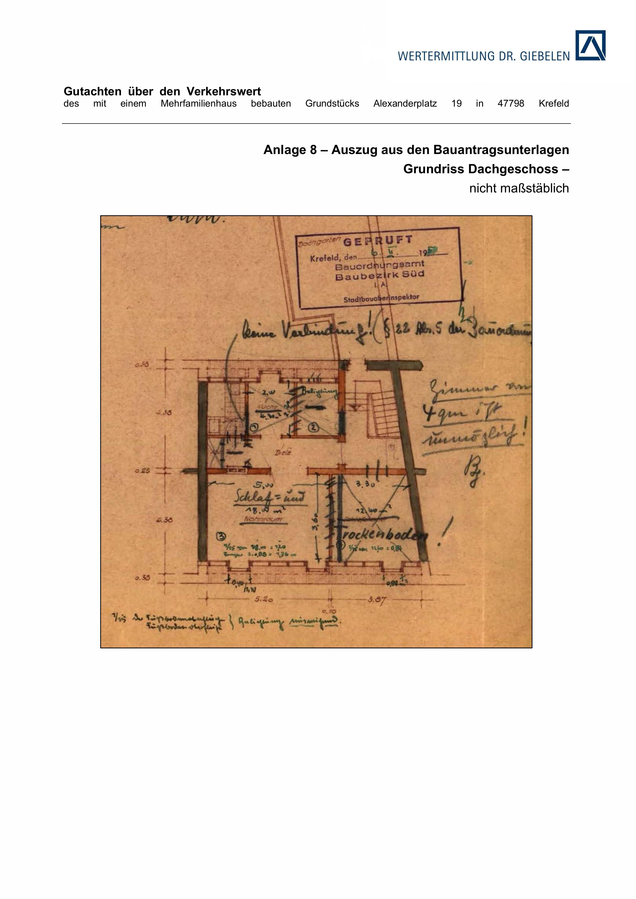 Grundriss — Gewerbeeinheit (z.B. Laden, Büro) Alexanderplatz 19, Krefeld