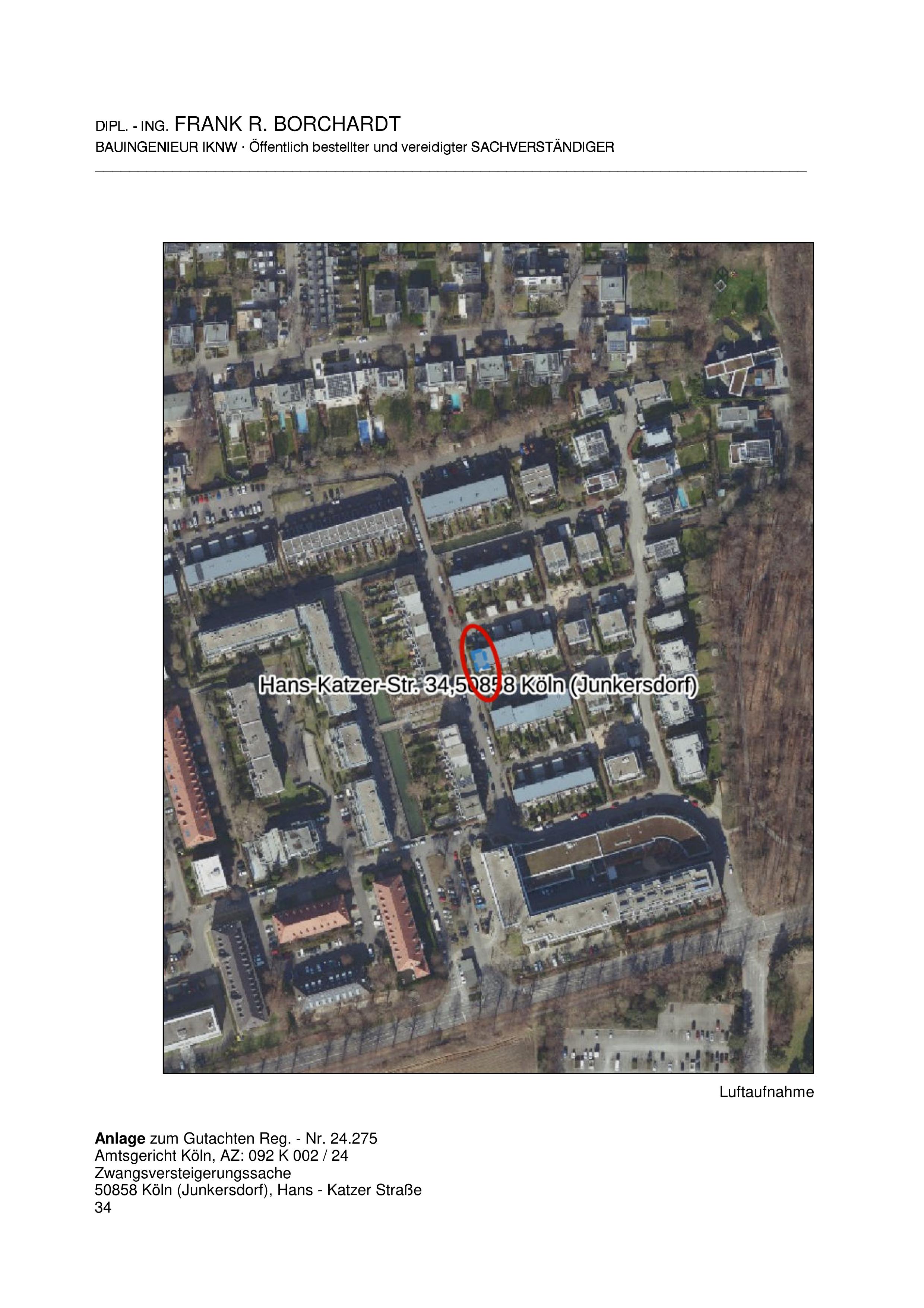 Luftbild — Einfamilienhaus in Köln, 50858