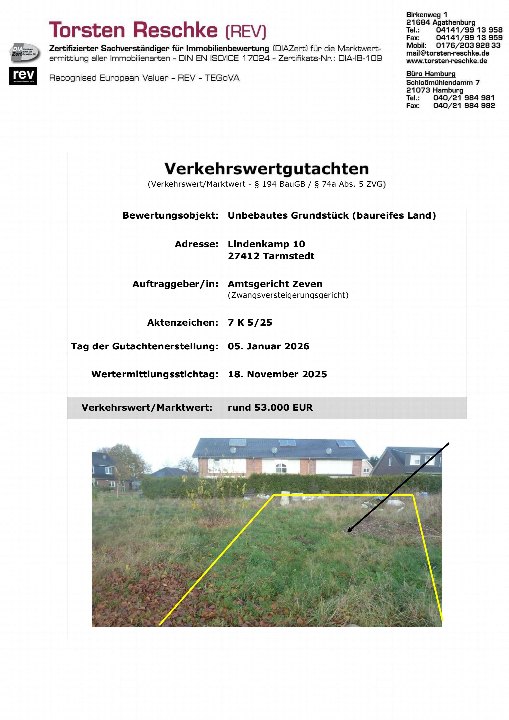 Textseite — Unbebautes Grundstück in Tarmstedt