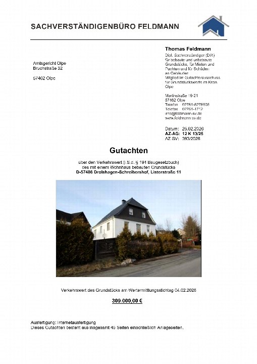 Textseite — Einfamilienhaus in Drolshagen-Schreibershof