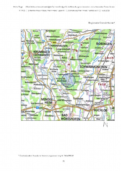 Regionaler Übersichtsplan mit markierter Lage des Einfamilienhauses in 86865 Markt Wald, Fuggerstr. 15, im Umfeld von Schwabmünchen, Thannhausen und Bad Wörishofen