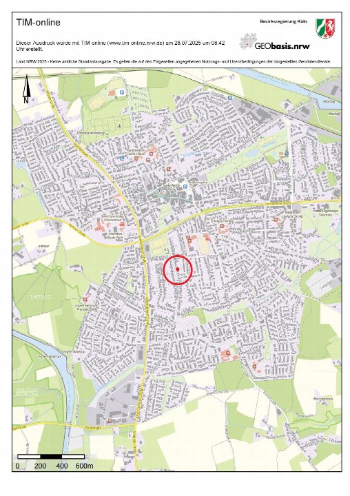 Lagekarte von Marl mit markierter Position an der Gudrunstraße 1a, umgeben von Wohngebieten und Grünflächen