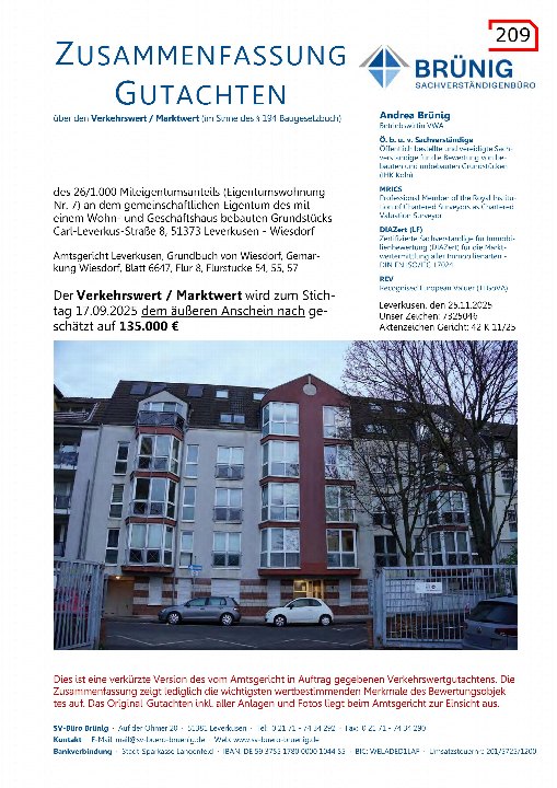 Textseite — Eigentumswohnung in Leverkusen - Wiesdorf