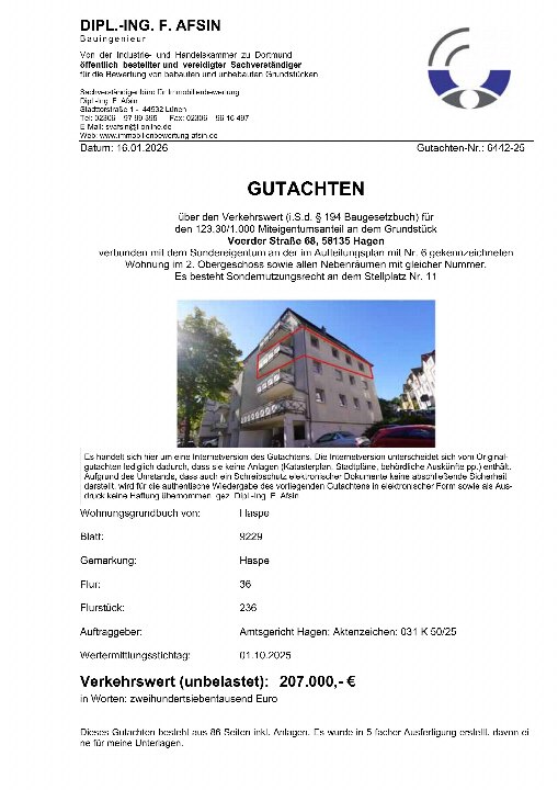 Textseite — Eigentumswohnung (5 Zimmer oder mehr) in Hagen