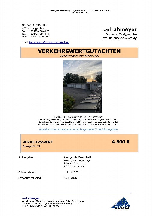 Textseite — Garage in Remscheid