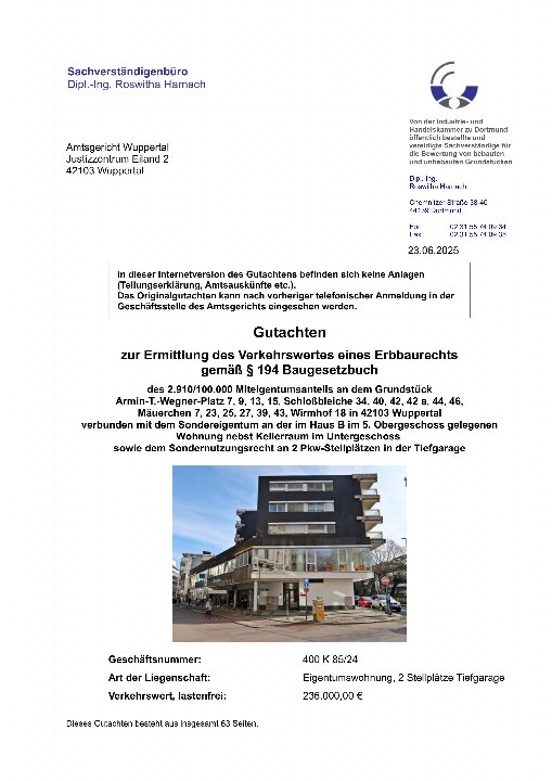 Textseite — Kfz-Stellplatz (Tiefgarage) in Wuppertal