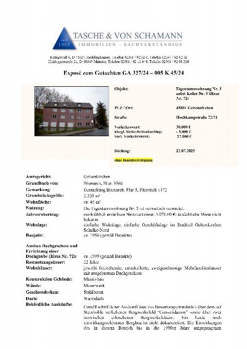 Textseite — Eigentumswohnung in Gelsenkirchen