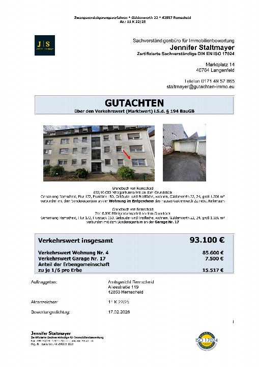Textseite — Eigentumswohnung in Remscheid