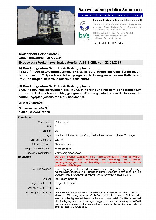 Textseite — Eigentumswohnung in Gelsenkirchen Aktenzeichen des Gerichts