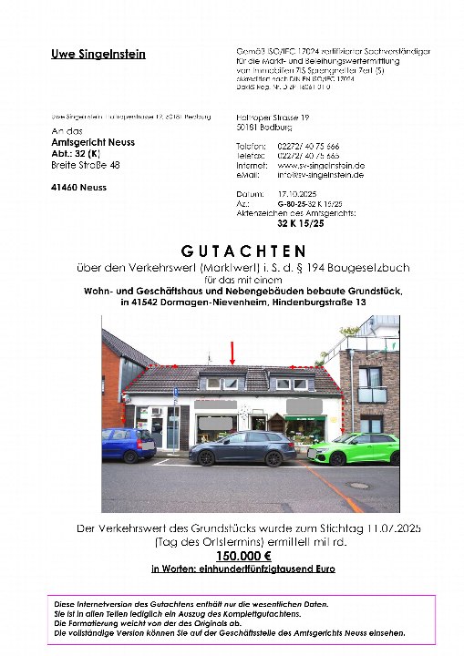 Textseite — Wohn-/Geschäftshaus in Bedburg