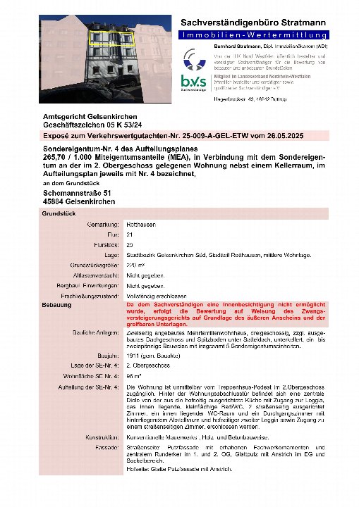 Textseite — Eigentumswohnung in Gelsenkirchen Aktenzeichen des Gerichts